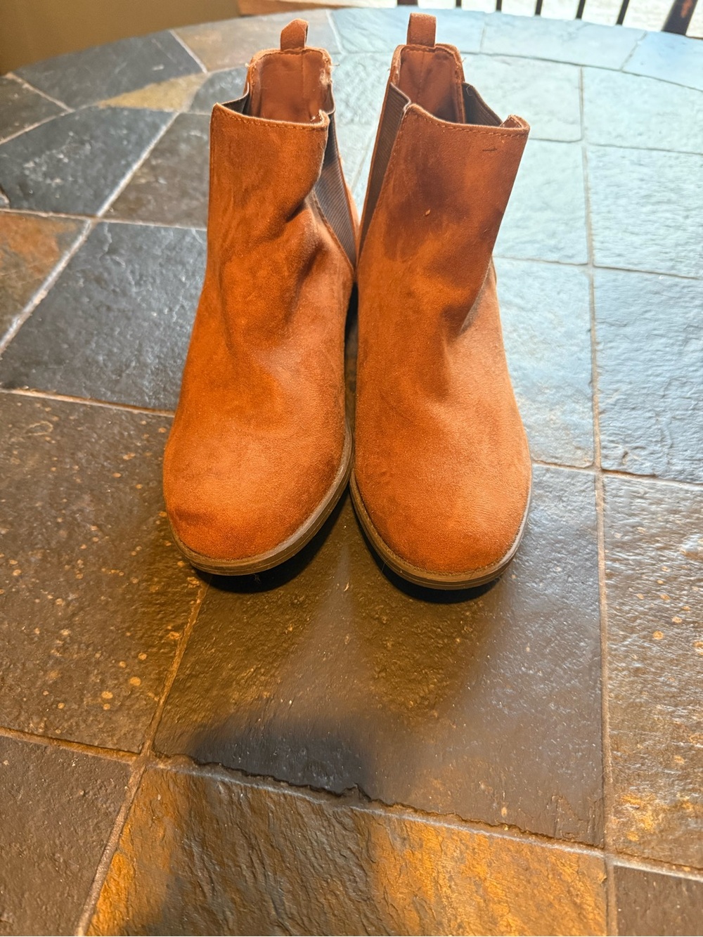 City Streets Women's Suede Ankle Booties in Rust Brown